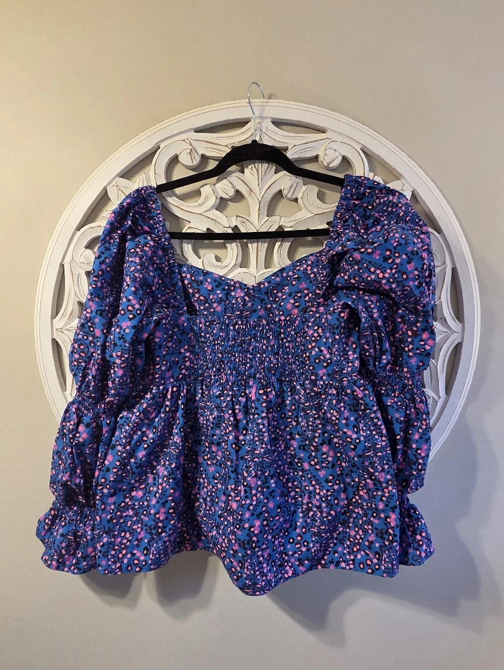 Lilly Pulitzer Preslee Babydoll Top Sz 14 Blue Flare Growl And Prowl.